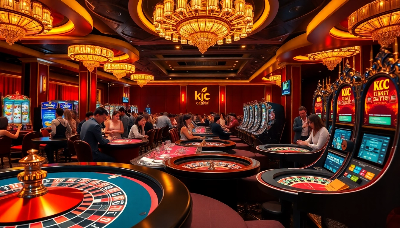 Players enjoying casino tables at kjc.capital, immersed in thrilling gambling action.