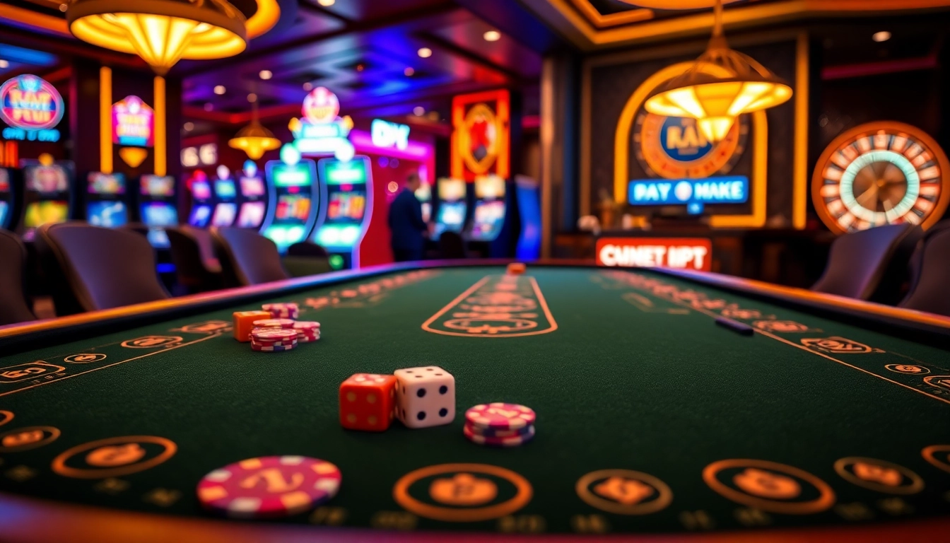 Tài Xỉu MD5 game table with colorful chips and dice, emphasizing professional casino vibes.