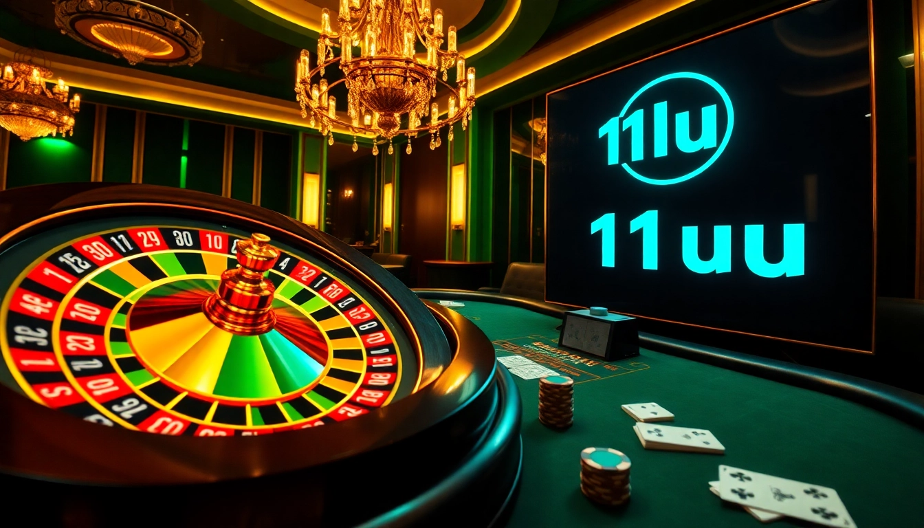 Players enjoying a thrilling game at 11uu's live casino with luxurious chips and cards.