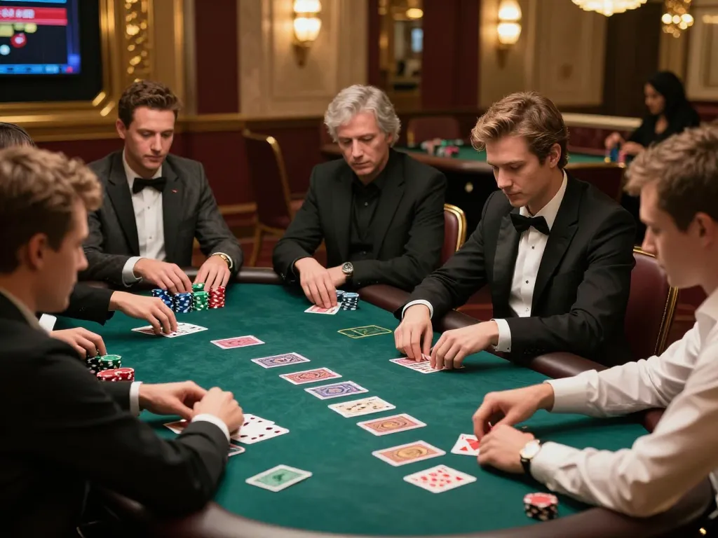 Intense poker action at SV368 casino with players strategizing their next move.