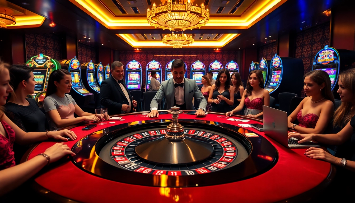 Players placing bets at TR88 casino tables, creating an atmosphere of excitement and luxury.