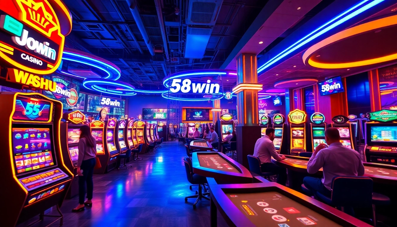Exciting online casino scene showcasing 58win's vibrant gaming area