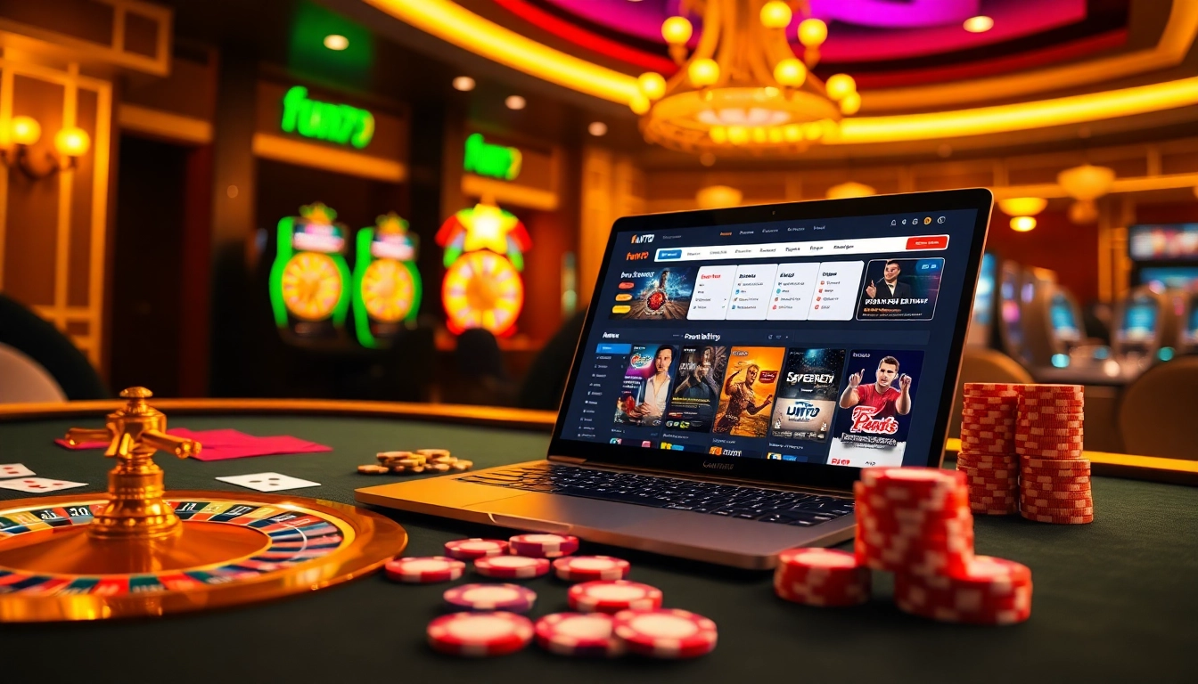 Experience the thrill of fun79 with vibrant gambling elements and an inviting casino ambiance.