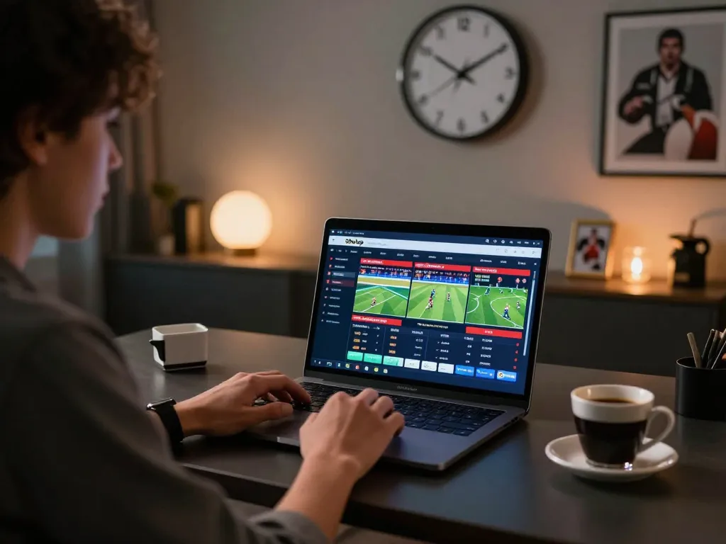 Sbotop user actively placing bets on sports events through a high-tech online platform.