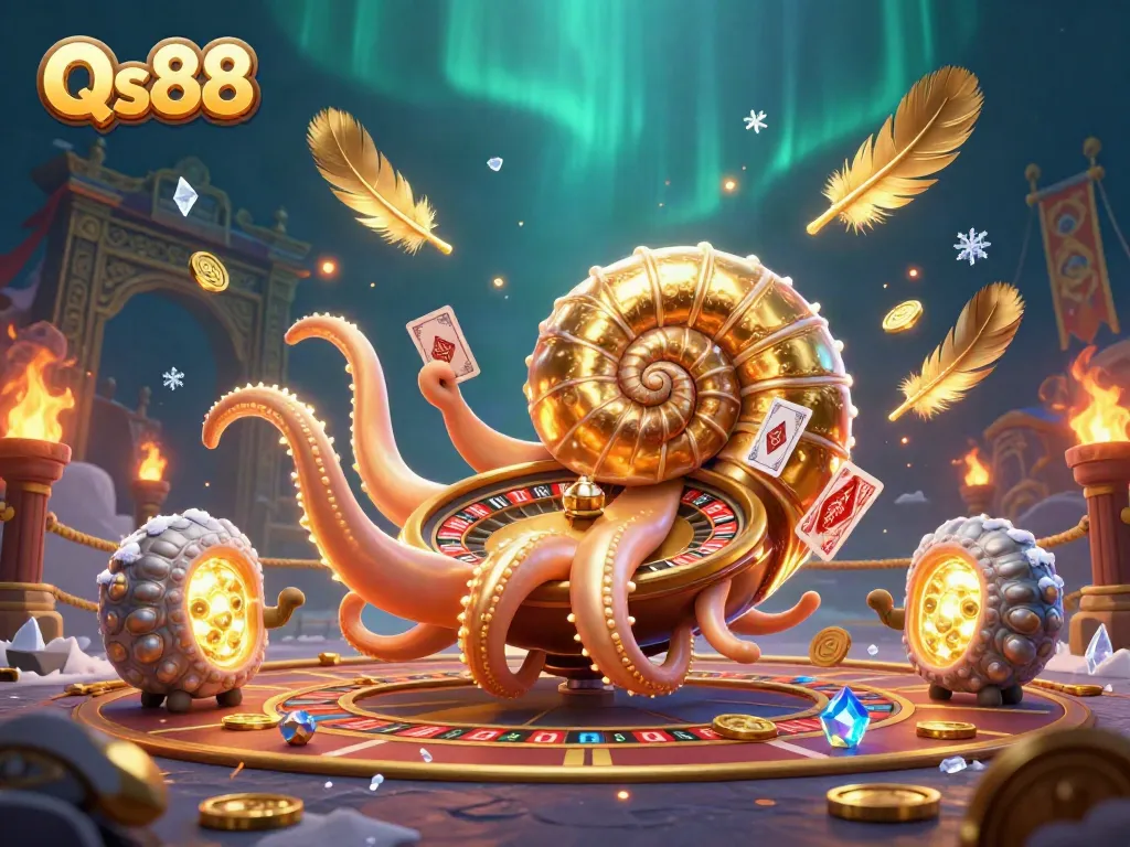 Engage in thrilling gameplay at Qs88 with illuminated nautilus and dynamic casino elements.