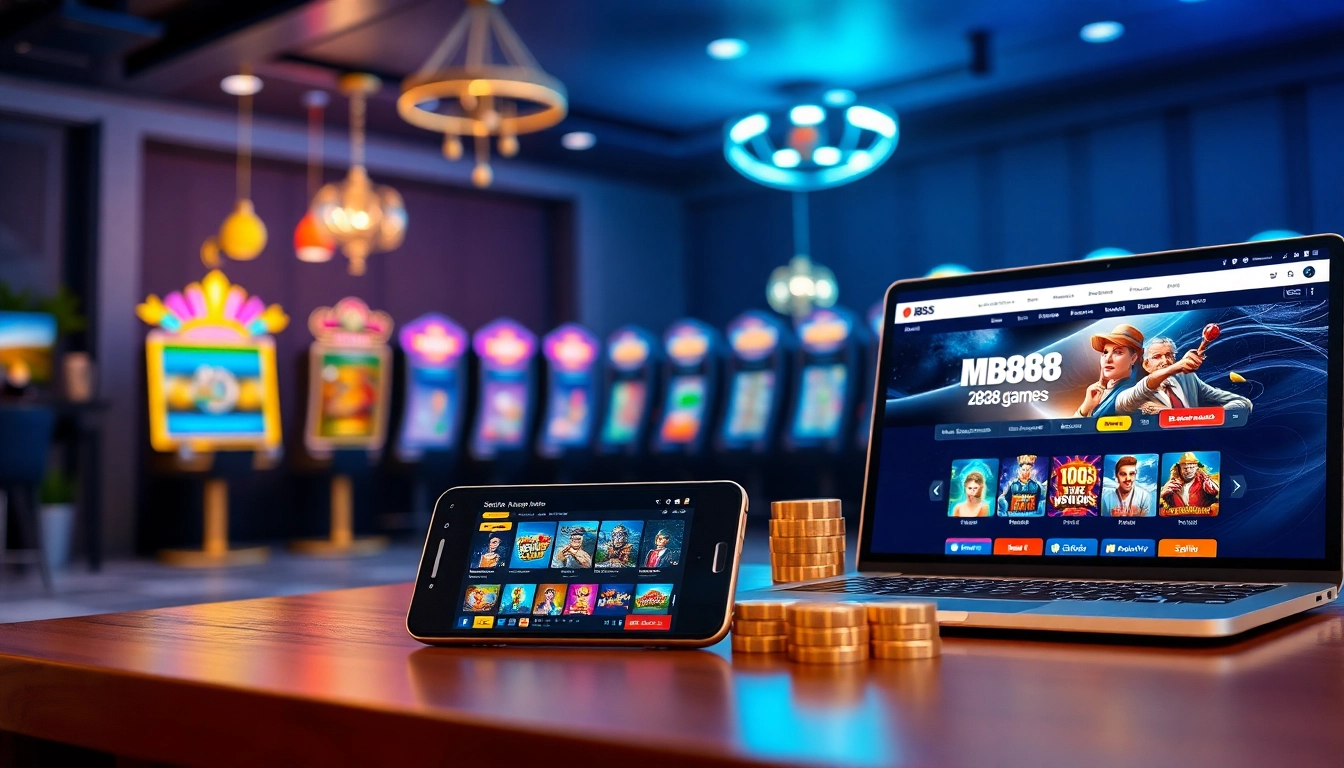 Online gaming experience at Mb88.games featuring vibrant casino graphics and engaging interface.