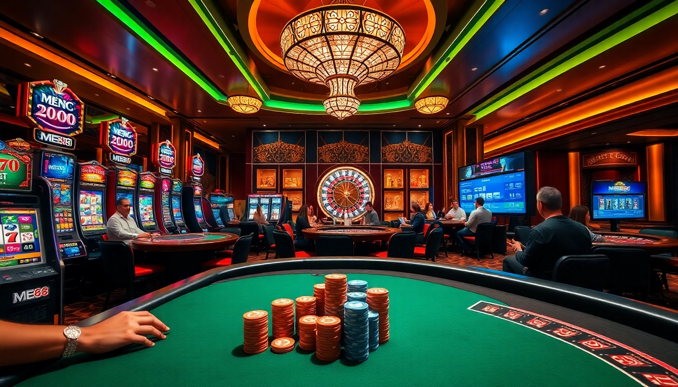 Experience thrilling gameplay at ME88 with vibrant casino tables and exciting slot machines.