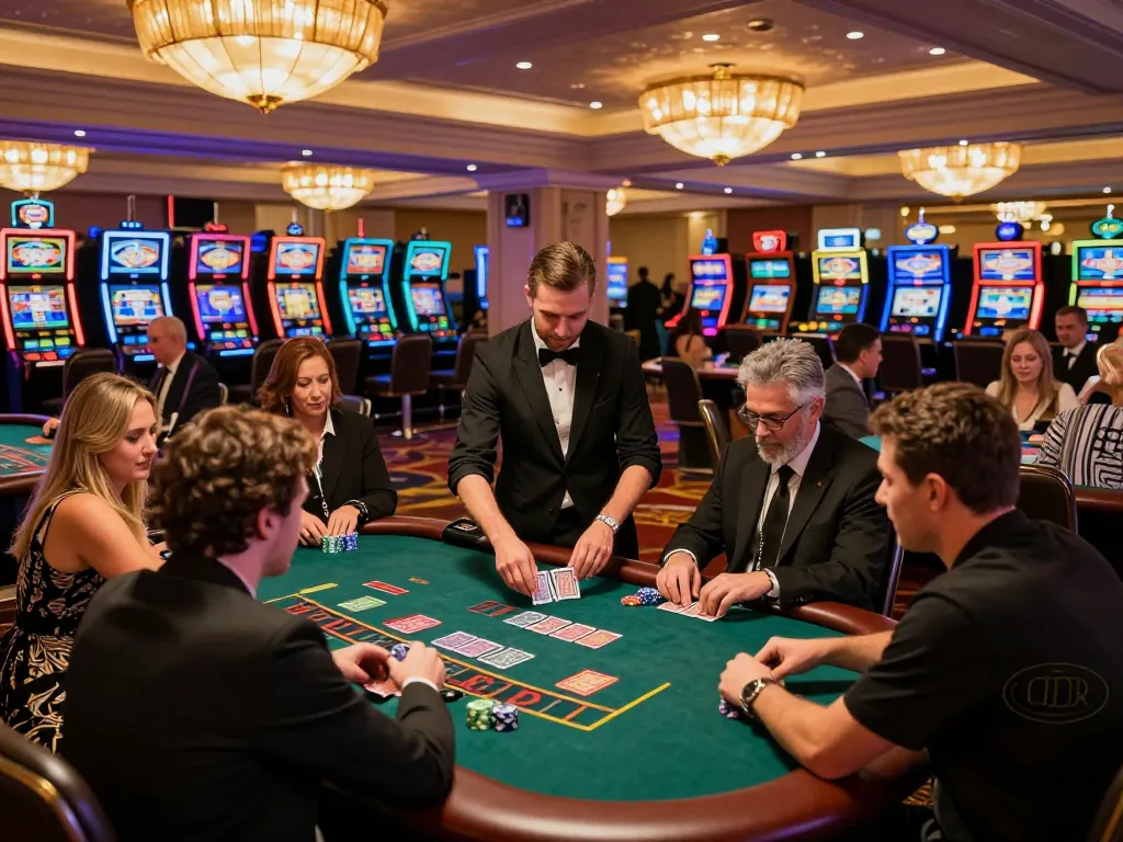 Players engaging in high-stakes blackjack at SKY88 casino, capturing dynamic gaming action.