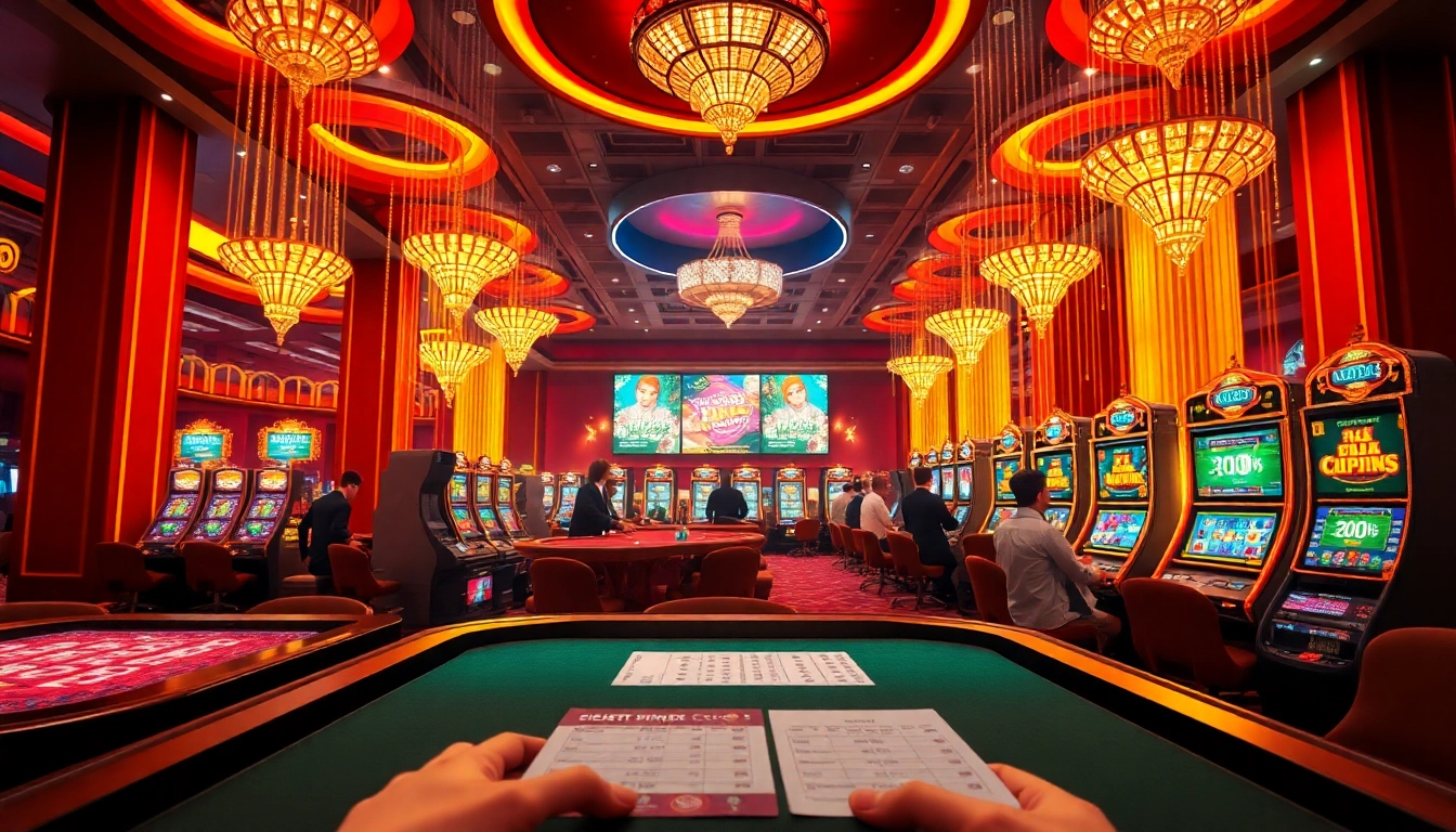 Xóc đĩa hỗ trợ thẻ cào gameplay scene with vibrant casino elements and excited players.