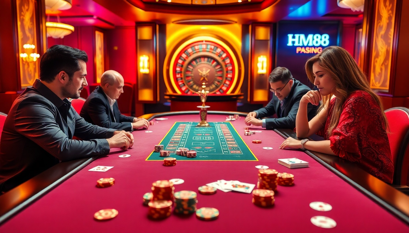 Engage with exciting poker action at HM88's vibrant casino table.