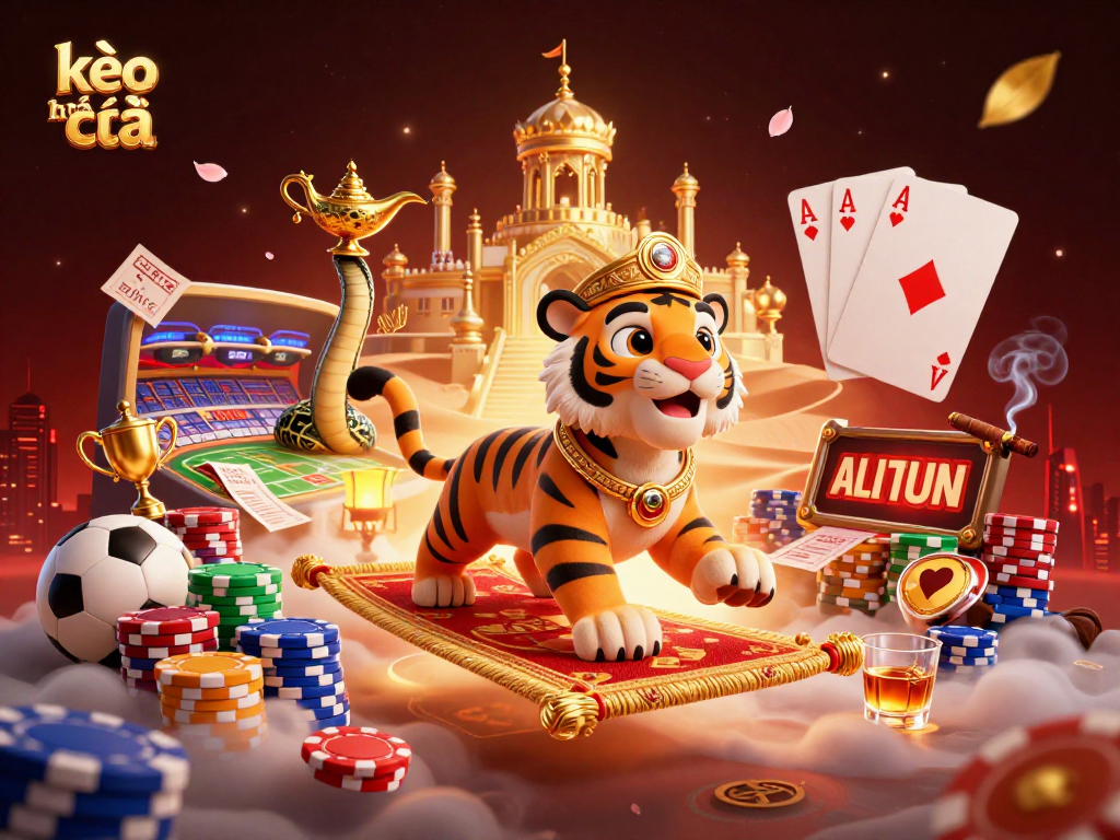 Experience thrilling sports betting with kèo nhà cái featuring an Arabian Nights-themed scene packed with poker elements.