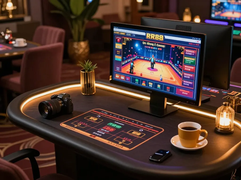 Engaging RR88 live dealer gaming experience on a stylish desktop setup