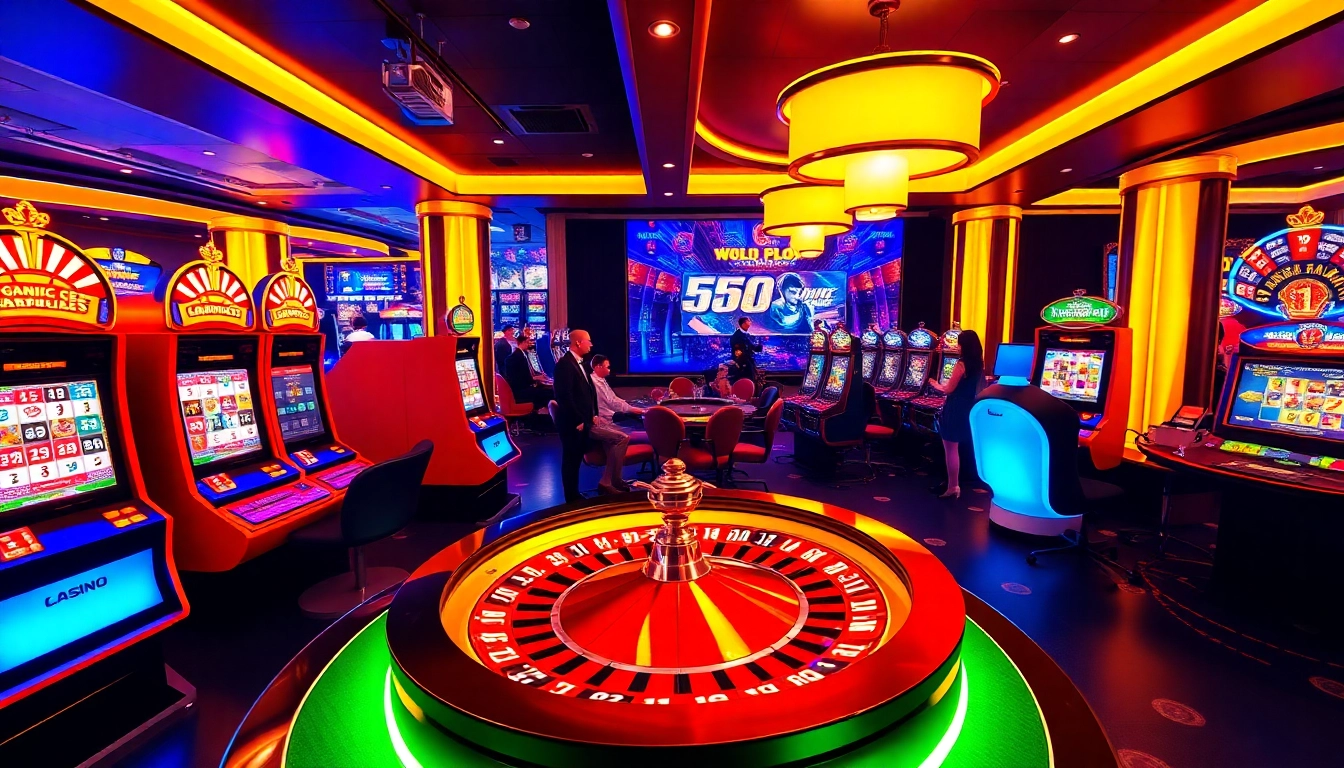 Experience L444's thrilling casino ambiance with live betting tables and vibrant slot machines.
