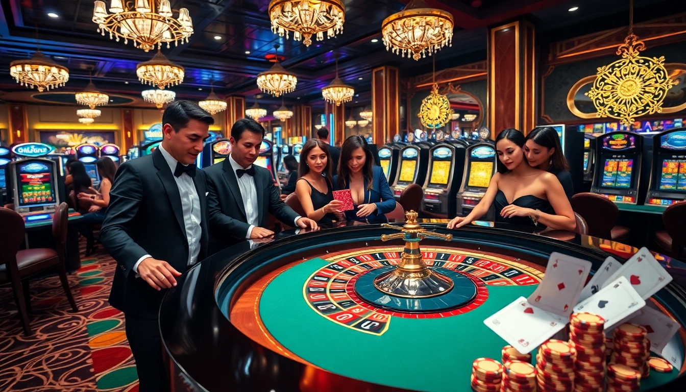 Players engage in thrilling bets at the roulette table, representing the excitement of thabet link.