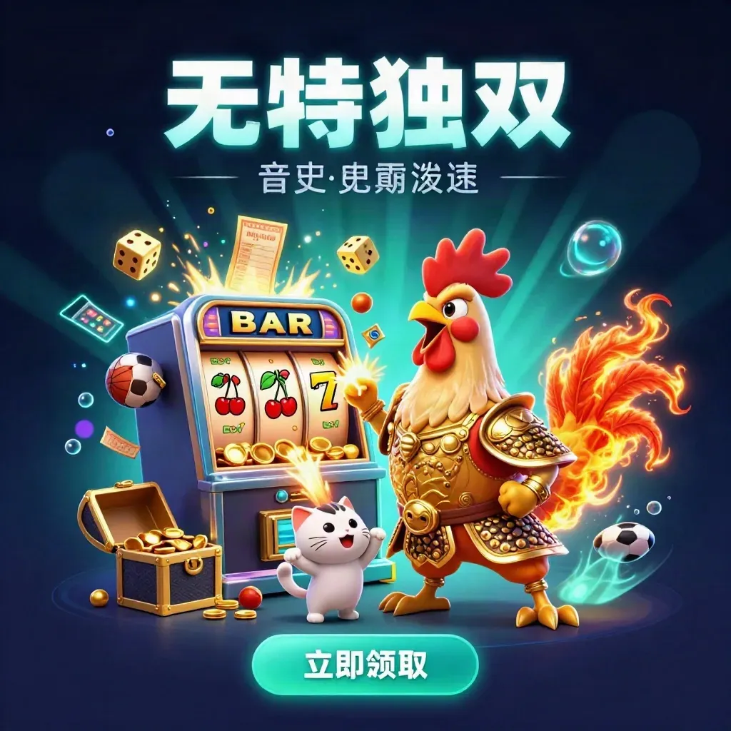 Rooster warrior, dragon hatchling and fortune-cat amid casino loot, neon sparks and a glowing slot machine.