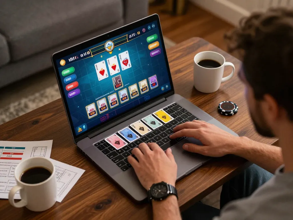 Player interacting with hi88 live dealer baccarat game in a cozy home setting