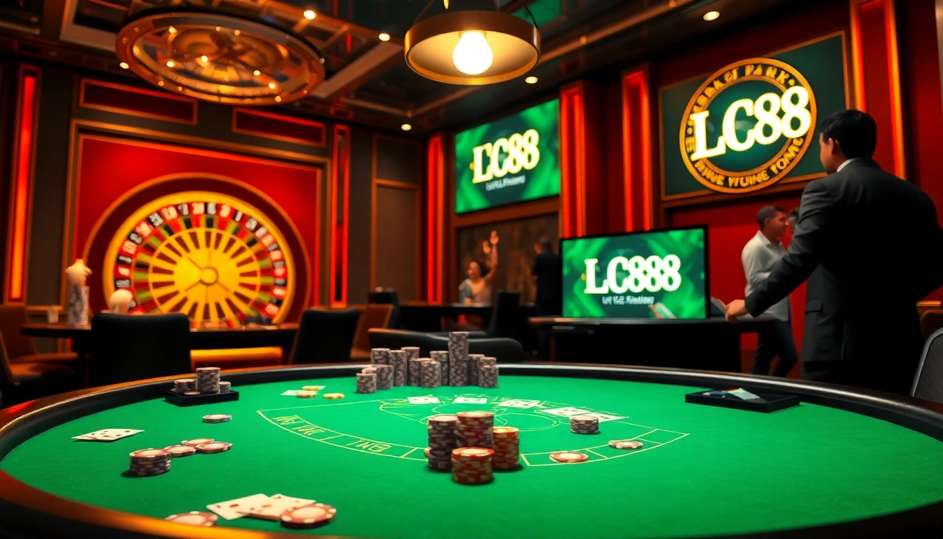Experience exhilarating gameplay at LC88's luxurious casino table filled with action.