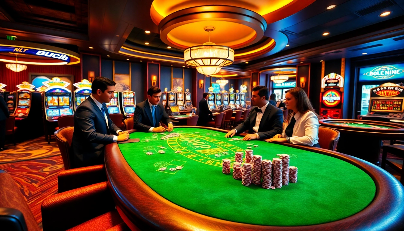 Experience thrilling casino gameplay at 88clb with vibrant poker tables and engaging dealers.