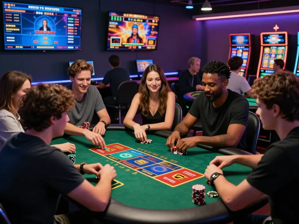Exciting scene showcasing players engaging with the rikbet online gambling platform and diverse game options.