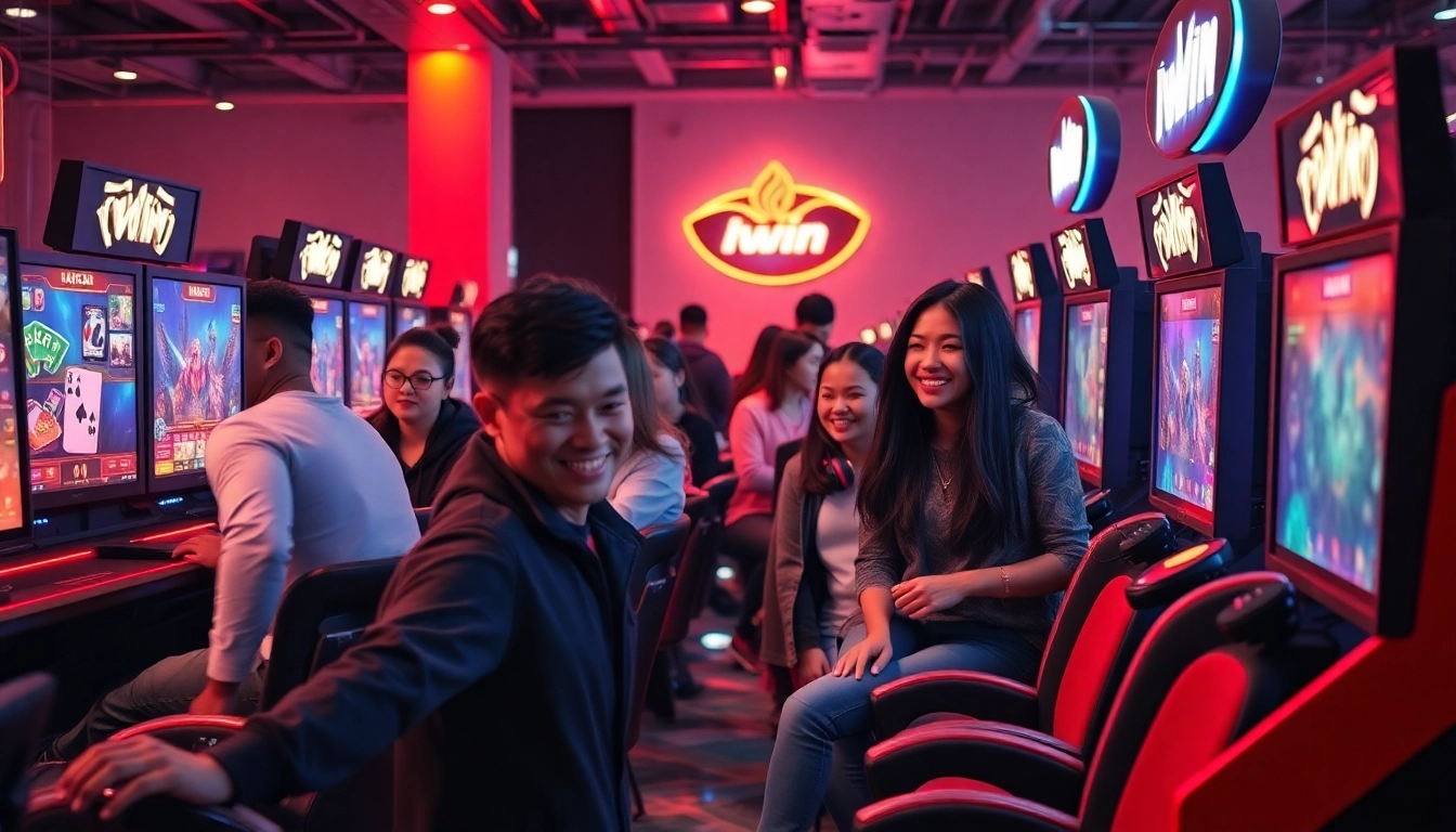 Exciting gaming atmosphere at IWIN showcasing diverse players enjoying online games