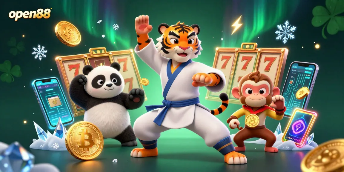 Win big at open88 with thrilling slots, jackpot excitement, and a playful panda in action.