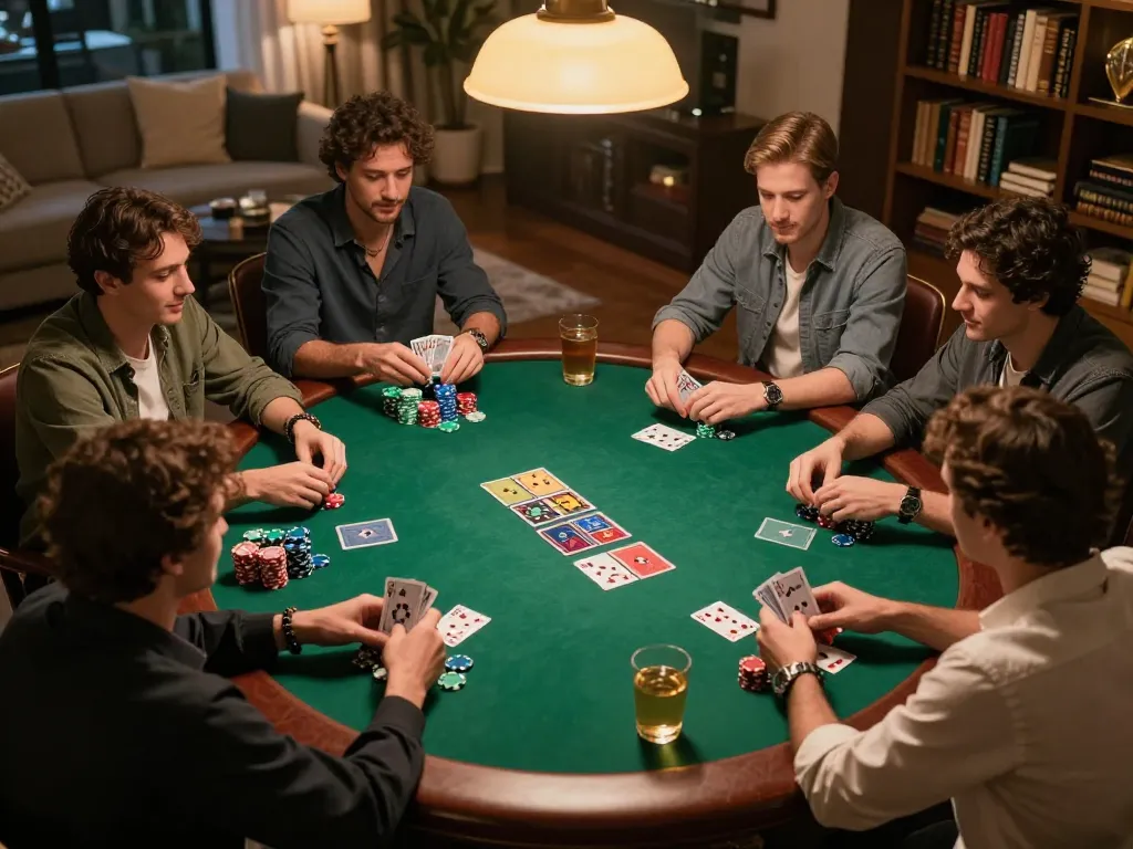 Players enjoying a thrilling poker night showcasing DA88 strategy with vibrant chips and cards.