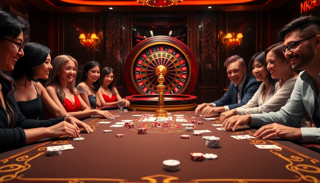 Players enjoying their game at nk88 casino, with rich colors and dynamic action highlighting the excitement.