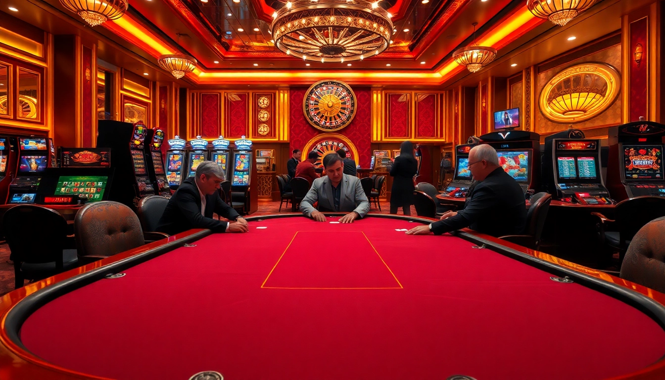 Experience the vibrant casino excitement at Trang chủ 9BET with players at a high-stakes poker table.