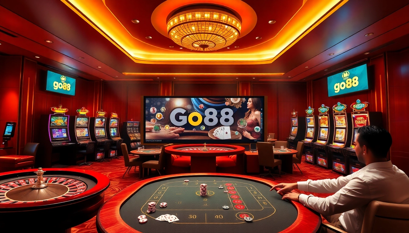 Players enjoying a high-stakes poker game at Go88 online casino.