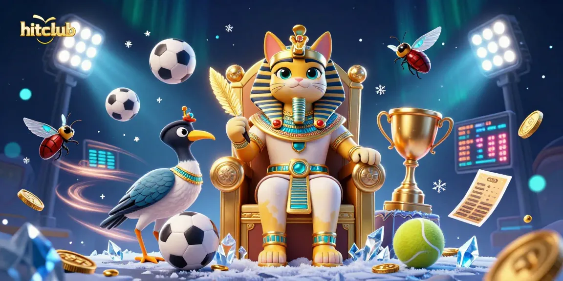 Engage with hitclub, a vibrant 3D illustration depicting sports betting elements amid a dynamic casino scene.