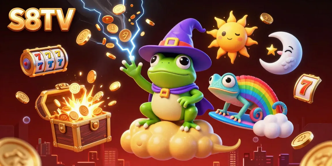 Experience the excitement of S8TV’s live betting as the wizard frog unleashes coins in a vivid online casino setting.