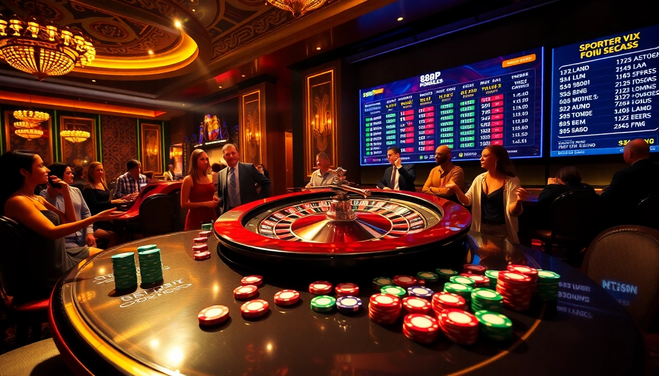 Players enjoying the thrill of gambling at 888P's casino tables with vibrant atmosphere.