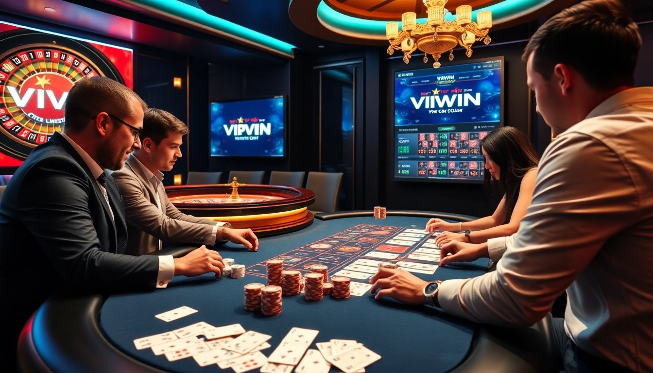 A thrilling poker game showcasing excitement and luxury at https://vipwin.co.uk/, with chips and cards in action.