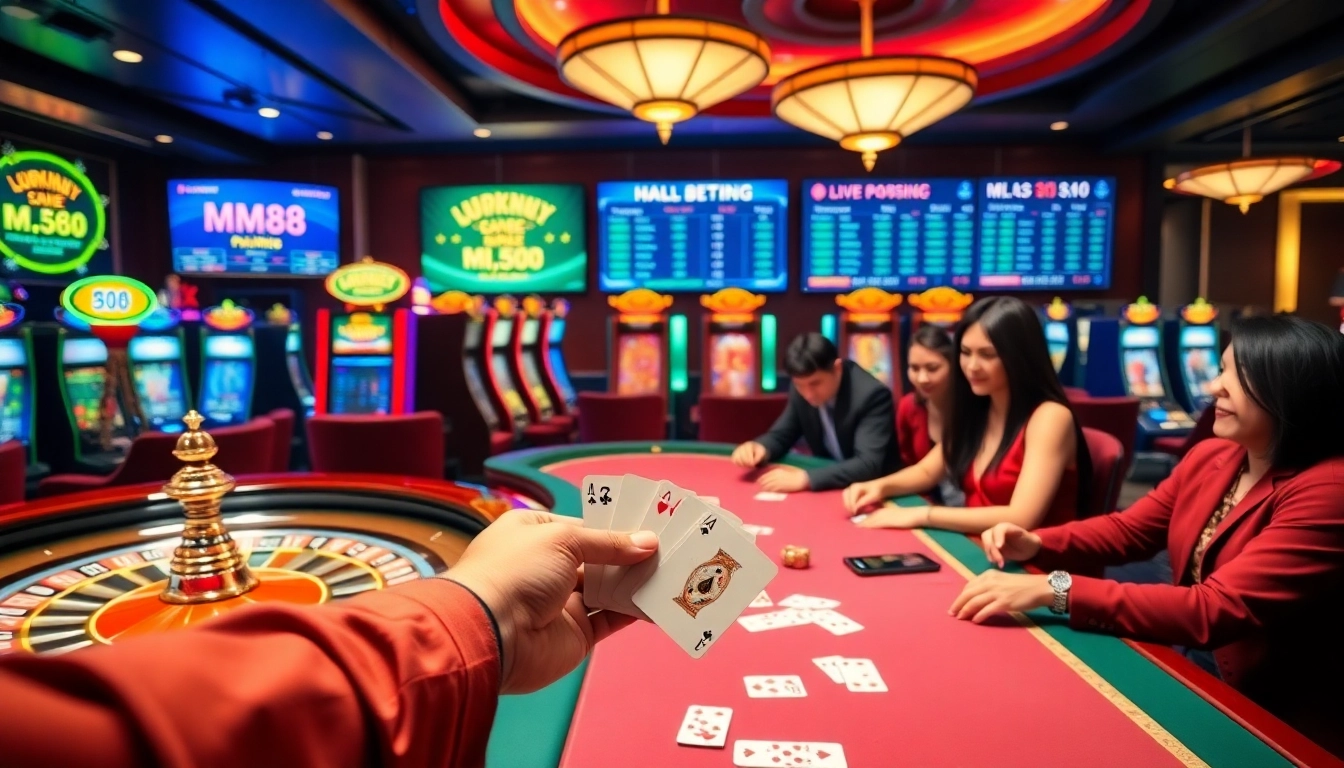 Exciting gameplay at MM88 casino with vibrant roulette and slot machines.