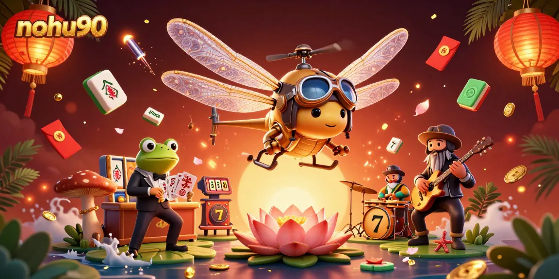 Experience thrilling gameplay at nohu90 with vibrant slot reels and dynamic casino elements in a captivating 3D illustration.
