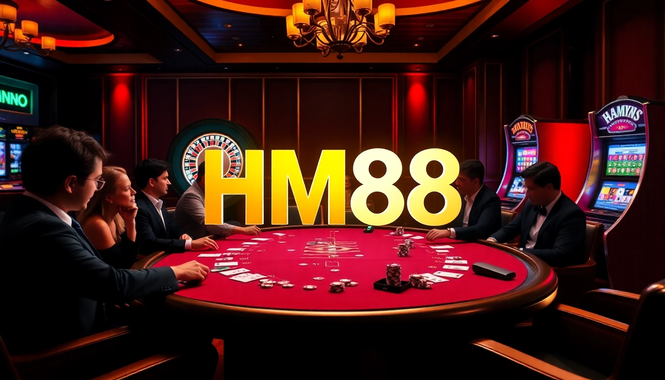 Engage with thrilling gameplay at HM88 casino featuring poker, roulette, and vibrant slot machines.