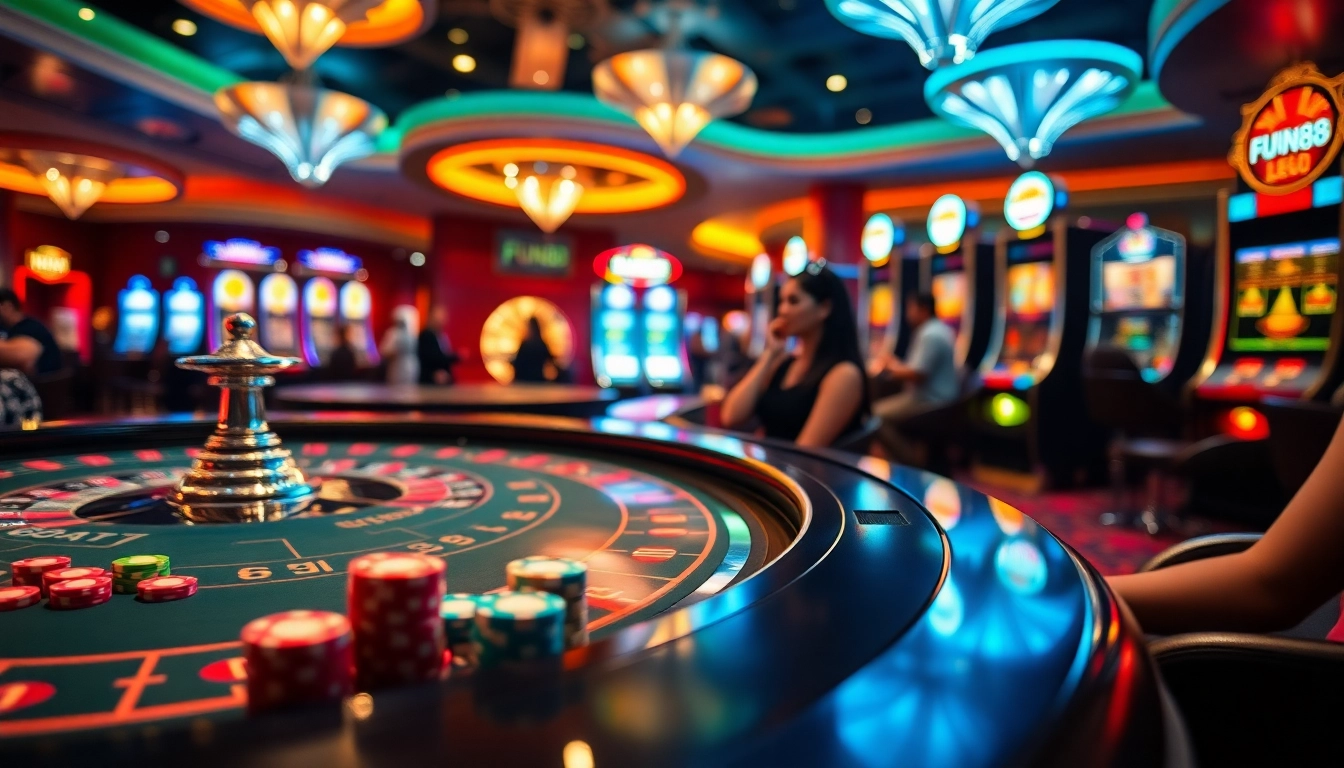 Experience thrilling casino games at Fun88 with vibrant tables and exciting gambling action.
