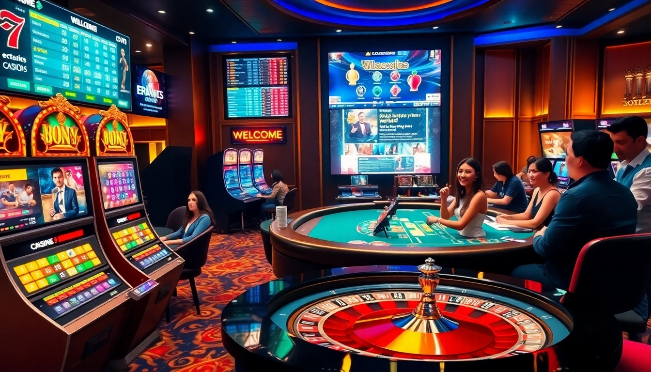 Players enjoying games at a vibrant casino scene, highlighting 88xx.co.com's online gambling interface.