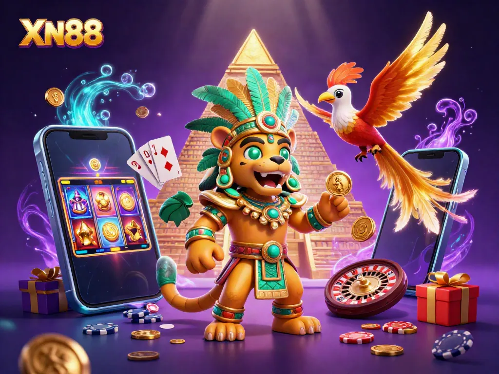Experience thrilling gameplay at XN88 with captivating 3D visuals featuring vibrant slots and mythical elements.