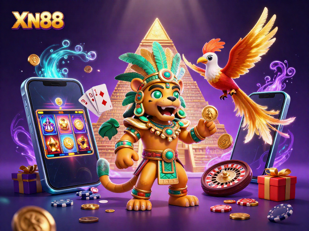 Experience thrilling gameplay at XN88 with captivating 3D visuals featuring vibrant slots and mythical elements.