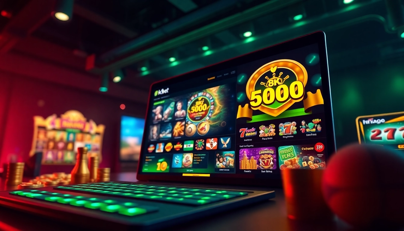 Interactive online gambling interface of 8kbet.com featuring vibrant games and user-friendly design