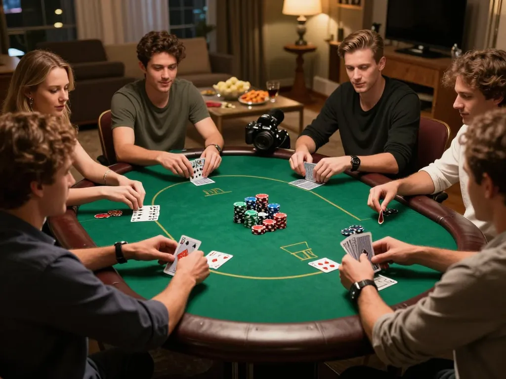 Các người chơi LUCK8 đang lập chiến lược đặt cược trong một đêm poker đầy hấp dẫn tại nhà.