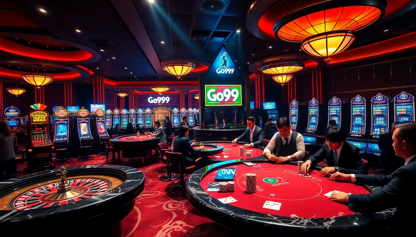 Experience high stakes at Go99 with vibrant casino tables and lively players in action.