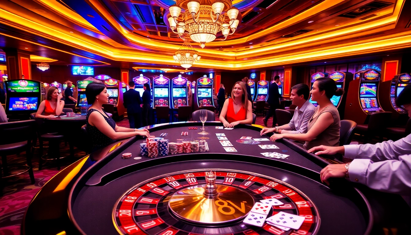 Experience thrilling gameplay at 888vi with vibrant casino tables, roulette wheels, and engaging slot machines.