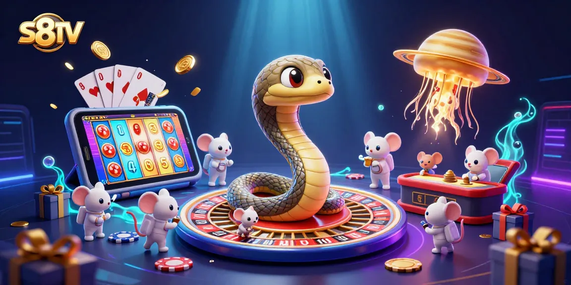 S8TV offers a dynamic betting experience with a 3D cosmic carousel of players engaging in thrilling gambling activities.