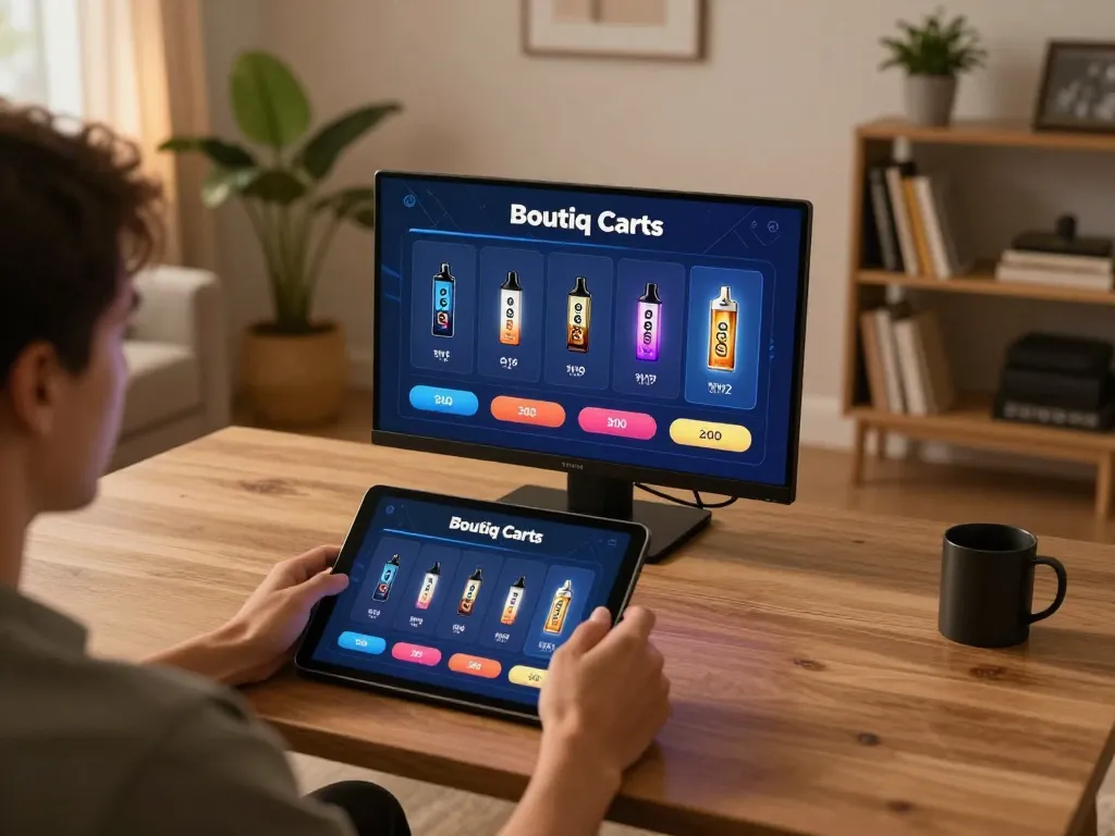 Bettor exploring Boutiq Carts options on tablet during online gambling session.