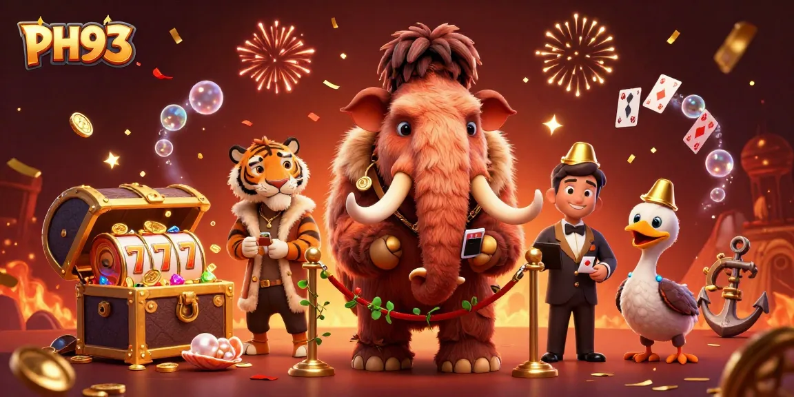 Win big at PH33 with a vibrant scene featuring characters and gaming elements in an exciting casino atmosphere.