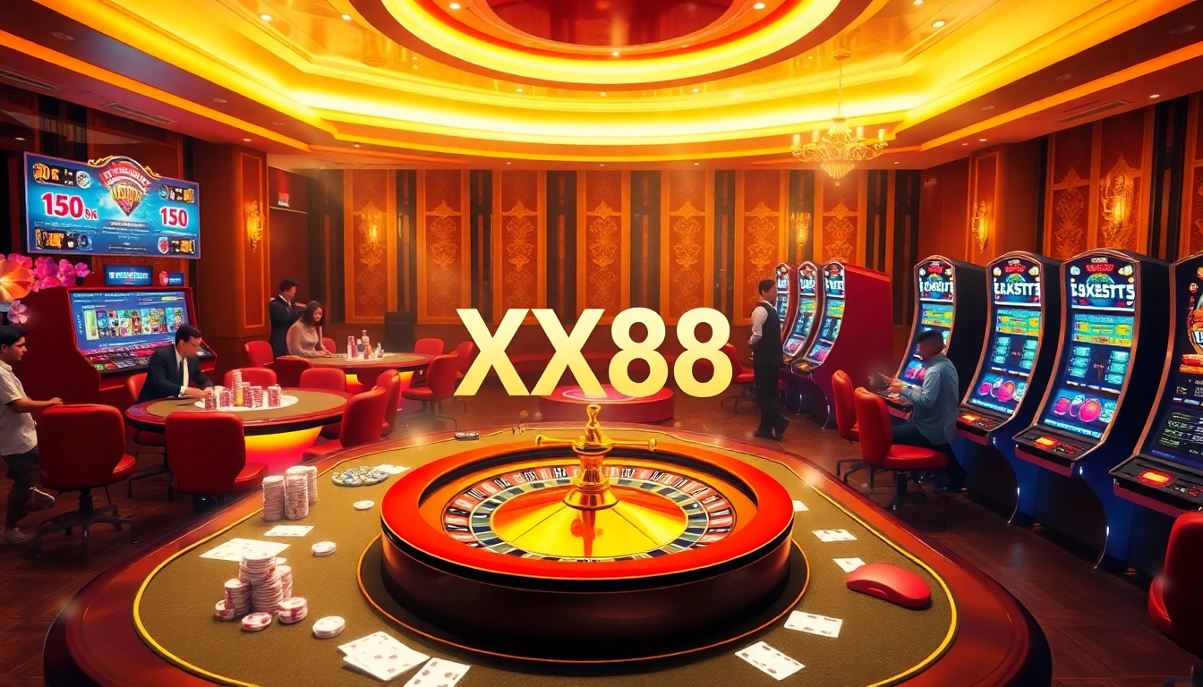 Playing exciting casino games at XX88 with vibrant slot machines and dynamic betting options.
