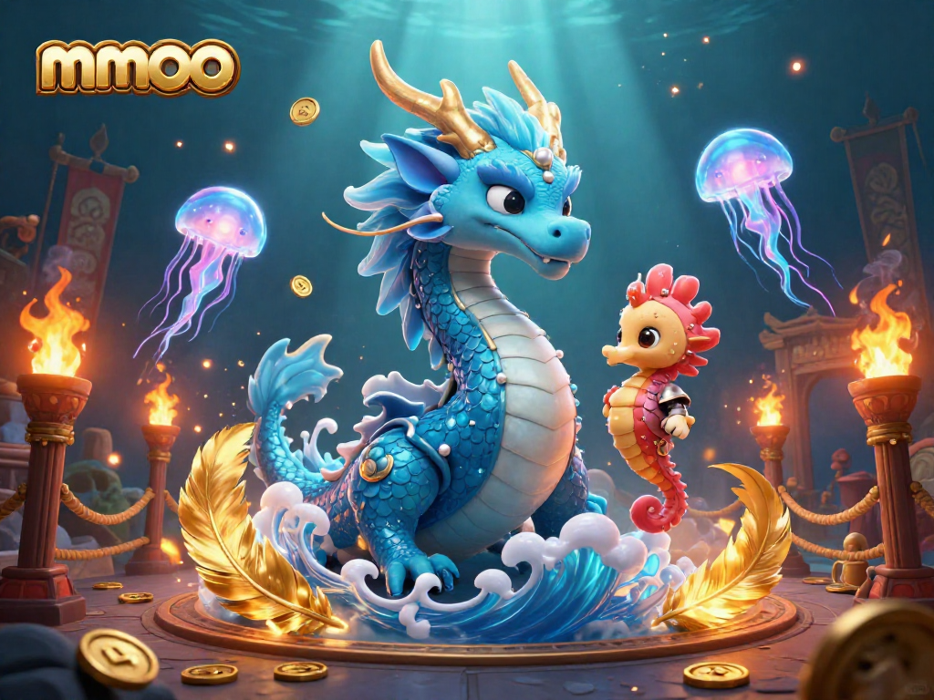 Experience thrilling gameplay with mmoo's dragon-themed adventure in a vibrant casino landscape.