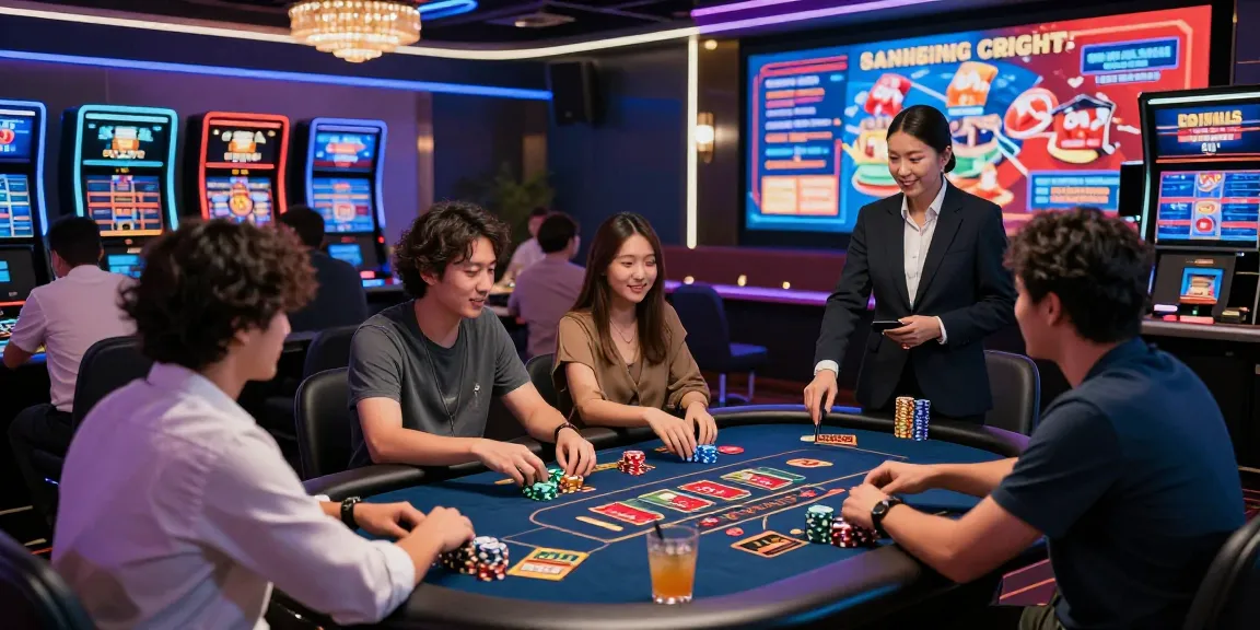 Exciting scene at credit card casinos UK featuring players engaged in games, highlighting https://eviz.org.uk in a vibrant atmosphere.